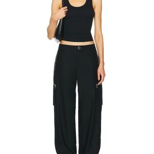 John Elliott Black Wide Leg High-Waisted Pants Zip Flight Cargo Pant Size Small
